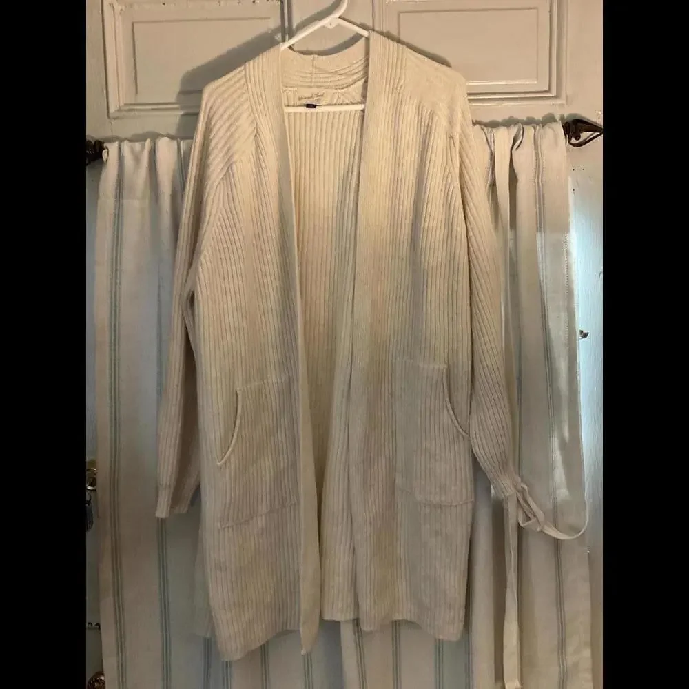 Universal Thread Cream Ribbed Open-Front Cardigan Sweater - Picture 1 of 7